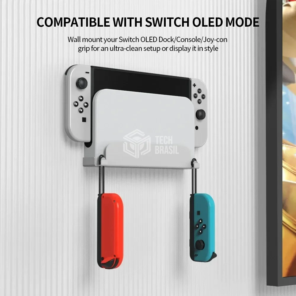 Imagem 3 de 5 do produto Suporte De Parede Em Aço Para Nintendo Switch/oLED Base Branco