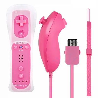 Controle Wii Remote Plus + Nunchuck Para Nintendo Wii E Nintendo Wii U Rosa