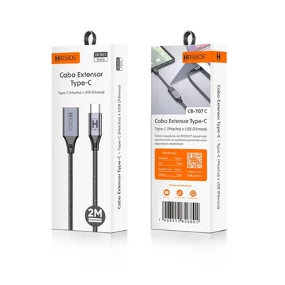 Cabo Extensor Usb-c (macho) X Usb (femea) 1 Mt Type-c Hrebos Cb-707c