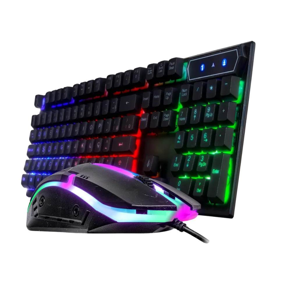 Imagem 4 de 4 do produto Kit Teclado E Mouse Gamer Preto Semi Mecânico LED RGB