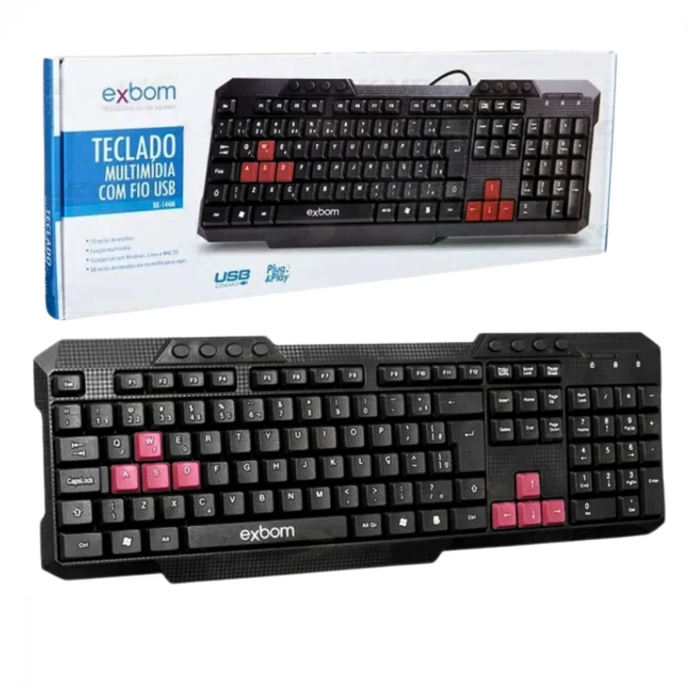 Teclado Multimídia Semi Mecânico Tecla Game Plug & Play Teclado Multimídia Semi Mecânico Tecla Game Plug & Play
