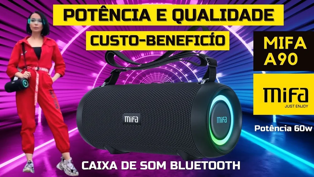 Imagem 5 de 5 do produto Alto-falante Portátil Mifa A90 Com Bluetooth À Prova D'água Em Preto.