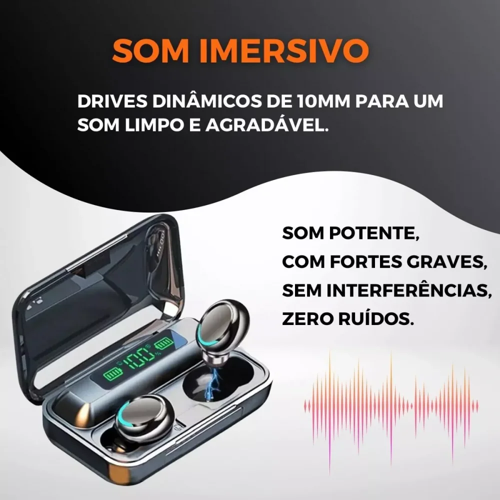 Fone De Ouvido Intra Auricular Bluetooth Com Case De Carregamento LED Digital 6