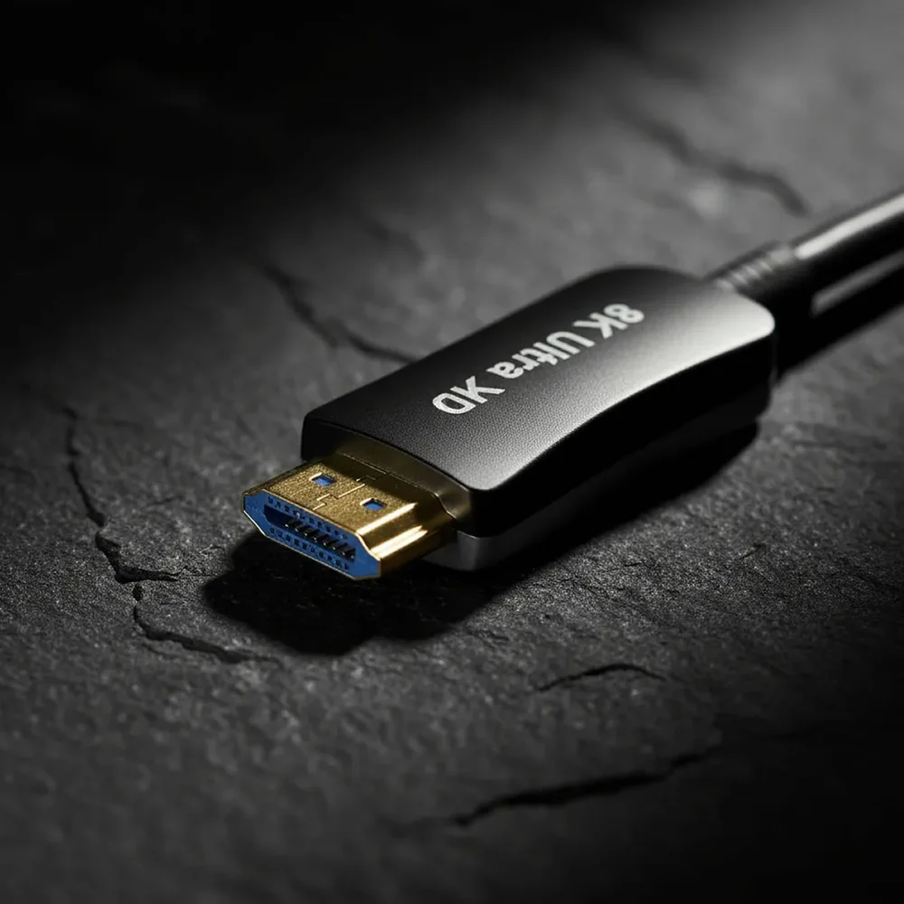Imagem 3 de 5 do produto Cabo HDMI 2.1 Fibra Óptica 8k 60hz 48g Ouro De 40 Metros