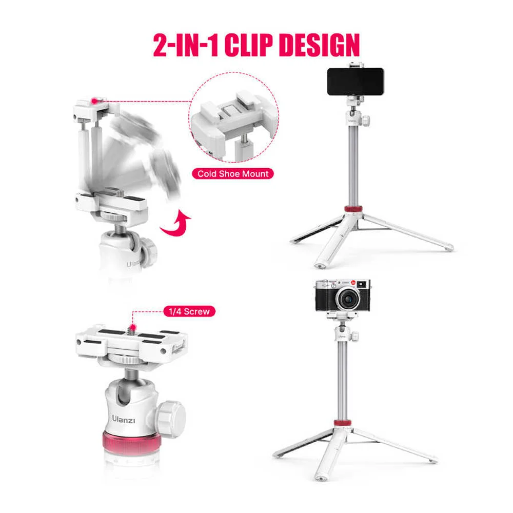 Imagem 2 de 5 do produto Mini Tripé/bastão Ulanzi Mt-44 Câmera Smartphone Branco