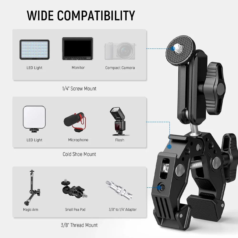 Imagem 4 de 5 do produto Garra Super Clamp Braçadeira Neewer St83 Braço Magic Arm