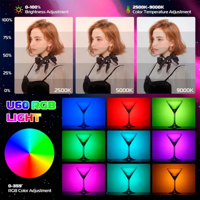Luz De Vídeo Ulanzi U60 RGB 2500-9000k Cct Preto — foto 5