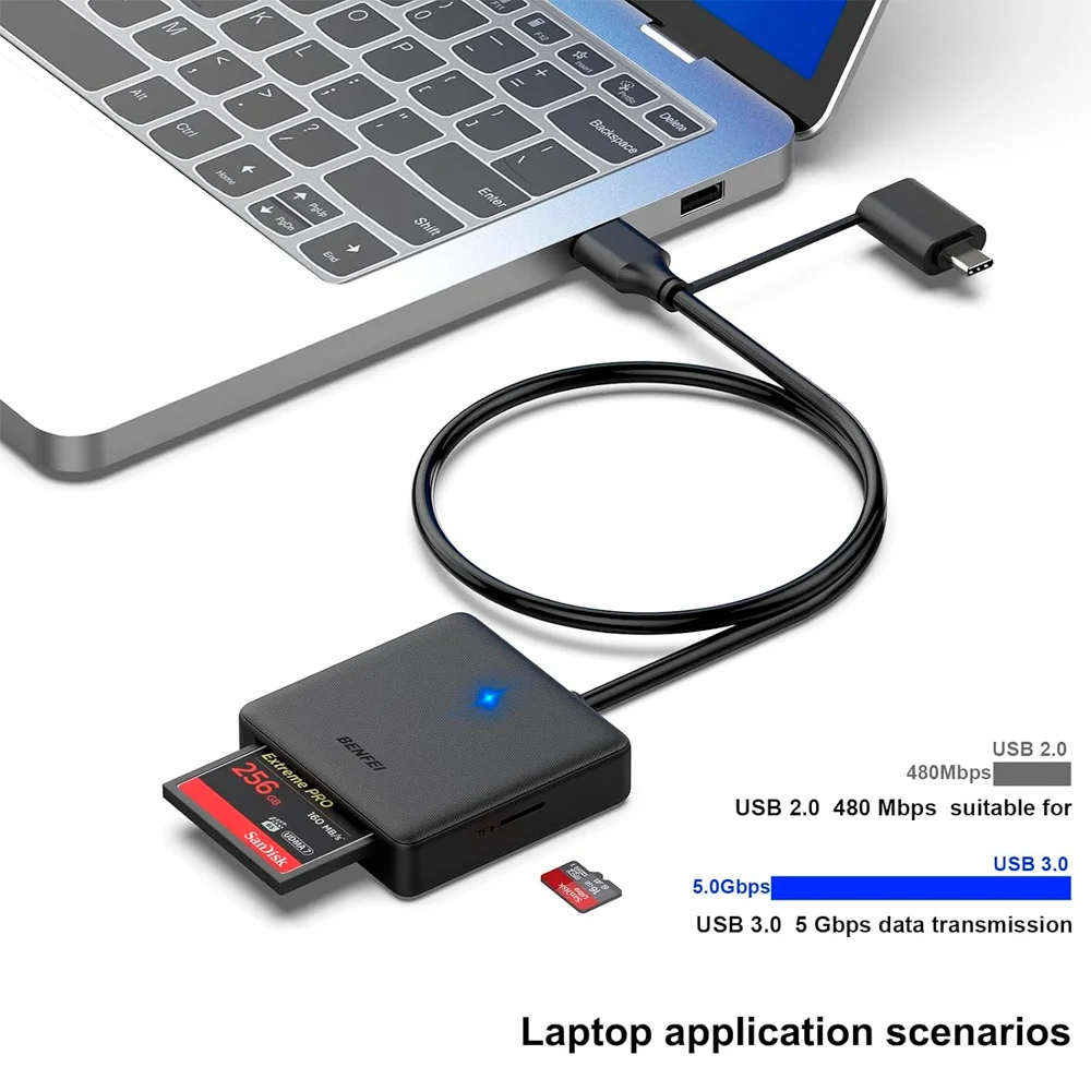Imagem 2 de 5 do produto Leitor Cartão Memória Benfei 4 Em 1 P/usb A/c Preto