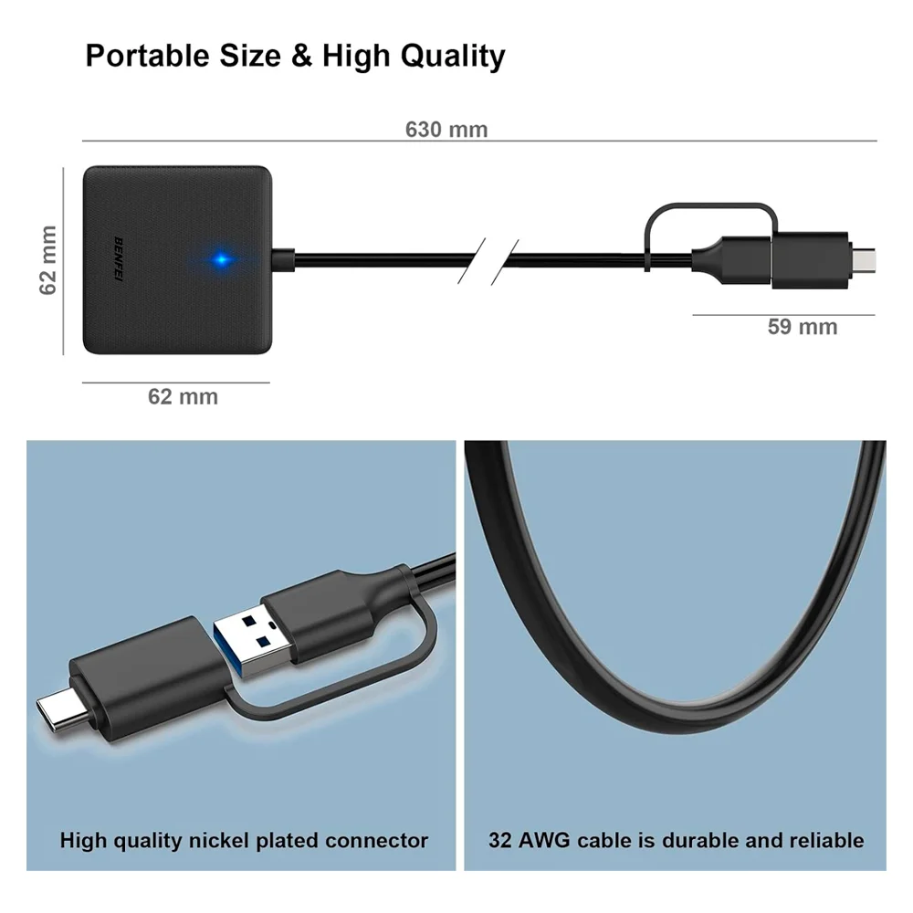 Imagem 4 de 5 do produto Leitor Cartão Memória Benfei 4 Em 1 P/usb A/c Preto