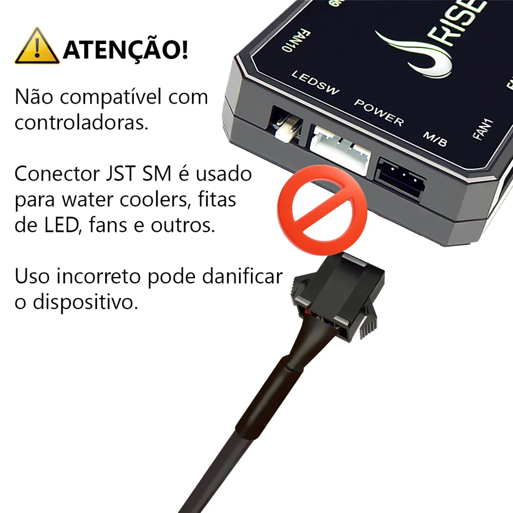 Imagem 4 de 4 do produto Cabo JST SM 3P VDG Femea, Adaptador Para ARGB 5v 3 Pinos, 30cm, Compatível com Fitas de LED, Water Coolers e Fans