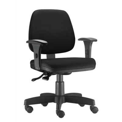 Cadeira Job Executiva Giratória Para Escritório Ergonômica Back System Com Regulagem Nr-17 Preta