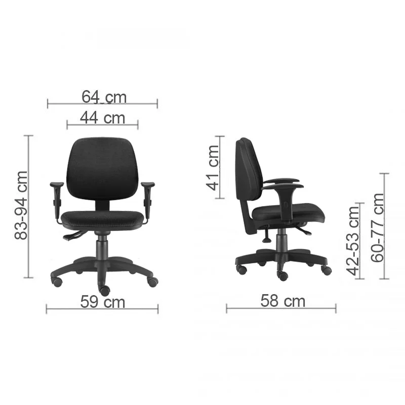 Imagem 3 de 5 do produto Cadeira Job Executiva Giratória Para Escritório Reclinável Ergonômica Nr-17 Crepe Cinza