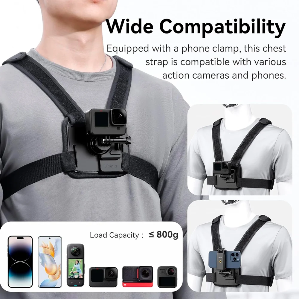 Imagem 2 de 5 do produto Suporte Montagem Arnês Peito Ulanzi Gopro/celular Preto