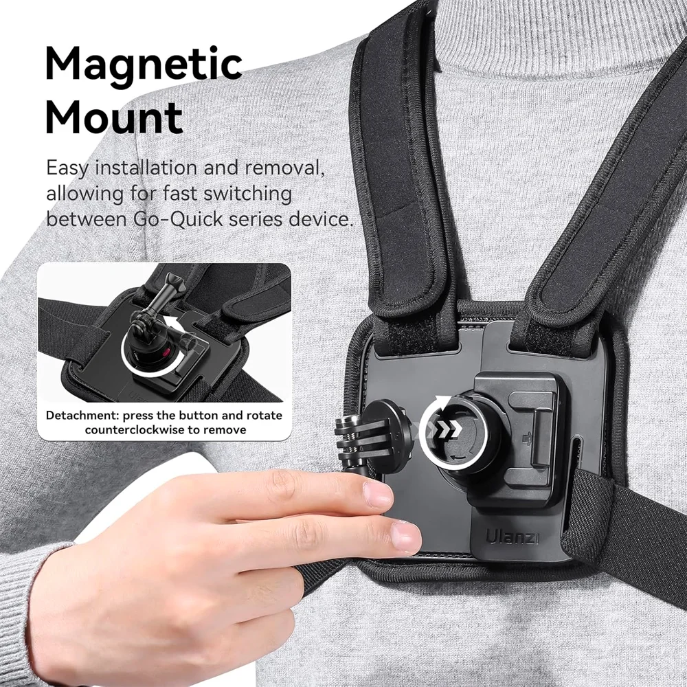Imagem 5 de 5 do produto Suporte Montagem Arnês Peito Ulanzi Gopro/celular Preto