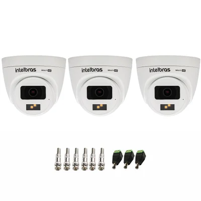 Kit 03 Câmeras Intelbras Vhd 1220 D G7 Full Color Full Hd 1080p Visão Noturna 20m + Conectores