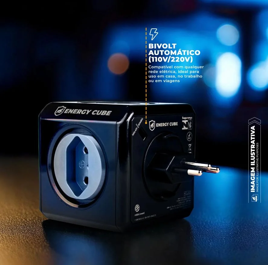 Imagem 3 de 5 do produto Adaptador Energy Cube Bivolt Filtro De Linha Multiplicador De Tomadas 10a Com Proteção De Sobretensão