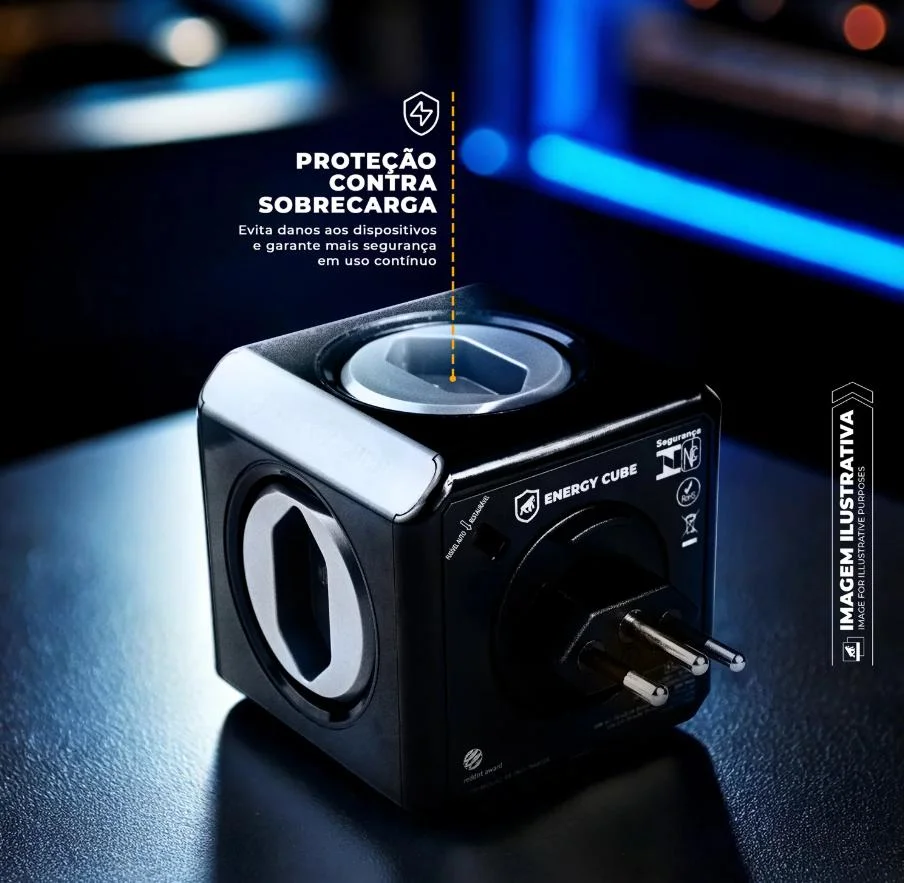 Imagem 4 de 5 do produto Adaptador Energy Cube Bivolt Filtro De Linha Multiplicador De Tomadas 10a Com Proteção De Sobretensão