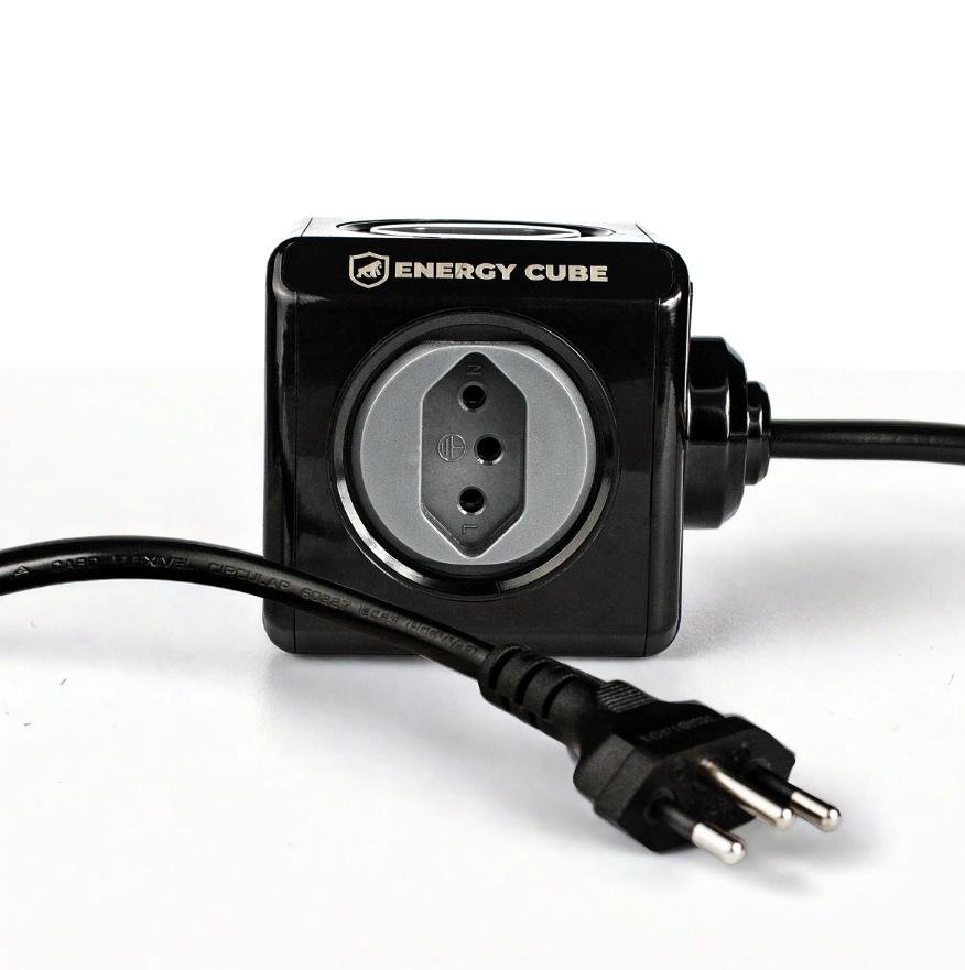 Adaptador Carregador Energy Cube Bivolt Filtro De Linha Multiplicador De Tomadas 10a Com Proteção De Sobretensão, Tipo C / Usb A