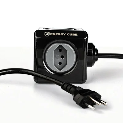 Adaptador Carregador Energy Cube Bivolt Filtro De Linha Multiplicador De Tomadas 10a Com Proteção De Sobretensão, Tipo C / Usb A
