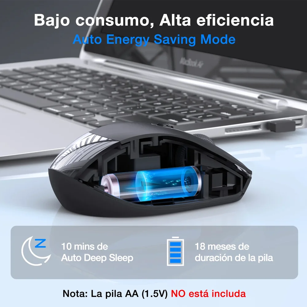 Imagem 3 de 5 do produto Mouse Sem Fio 1hora, Mouse Wireless 2.4g Preto