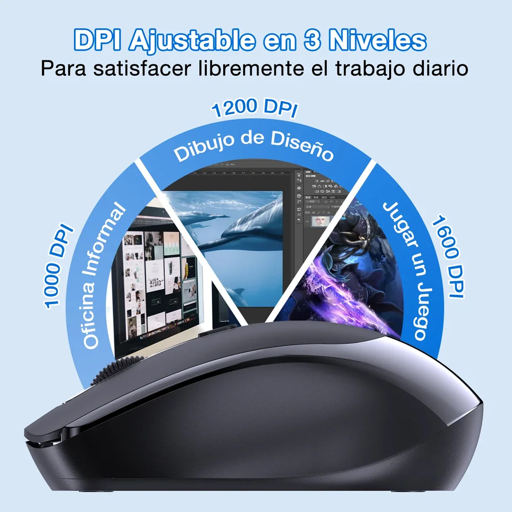 Imagem 4 de 5 do produto Mouse Sem Fio 1hora, Mouse Wireless 2.4g Preto