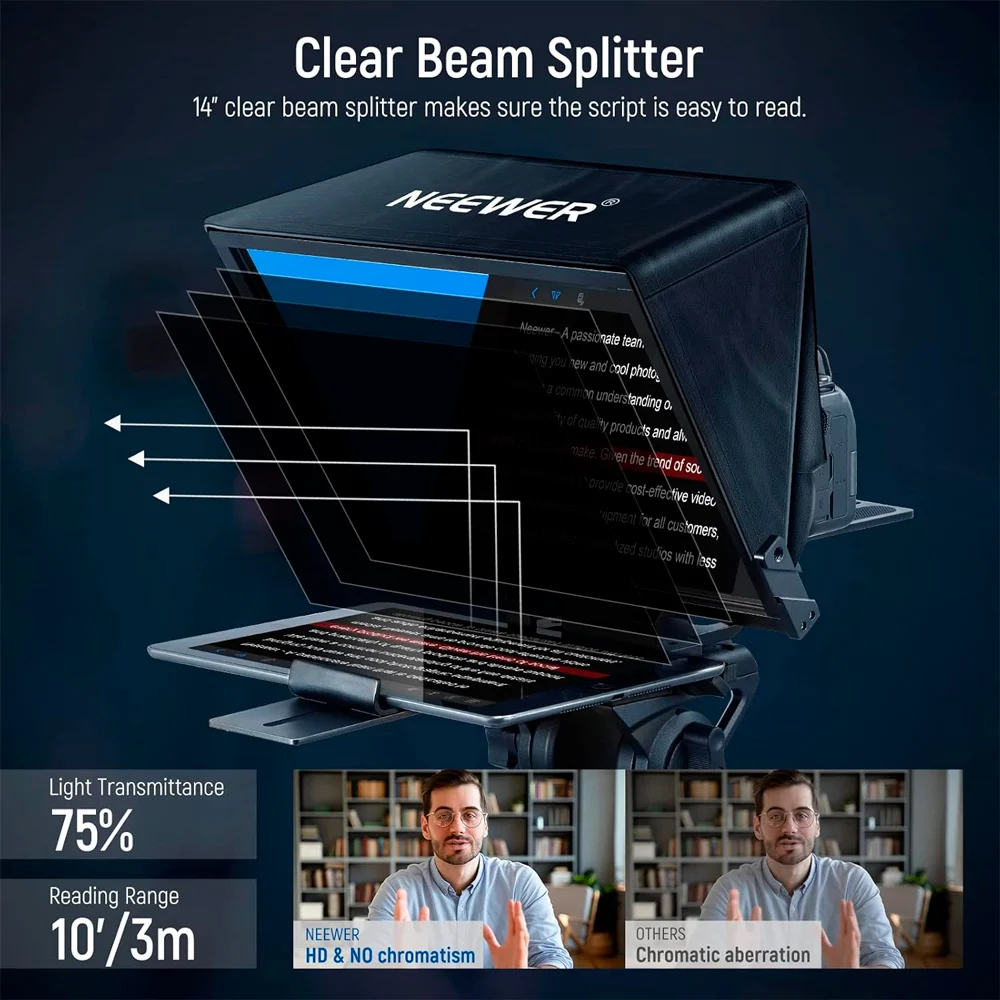 Imagem 2 de 5 do produto Teleprompter Dobrável Neewer X14 Pro Portátil Preto