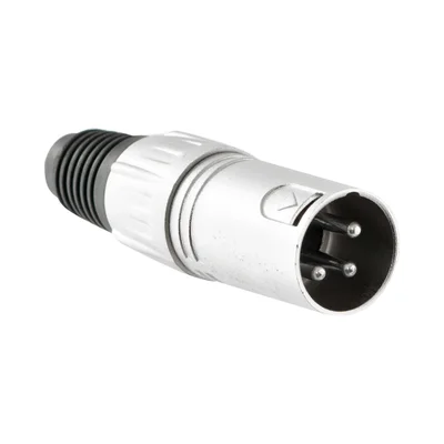 Conector Xlr Hx001m Macho 3 Pólos Niquelado Prata - Ac3084u