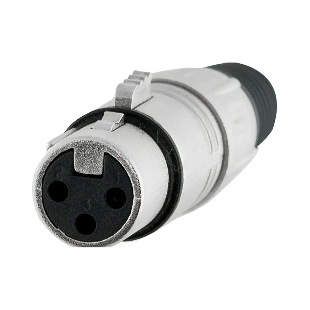 Imagem 5 de 5 do produto Par De Conectores Xlr Macho E Fêmea 3 Pólos Prata - Ac3101c