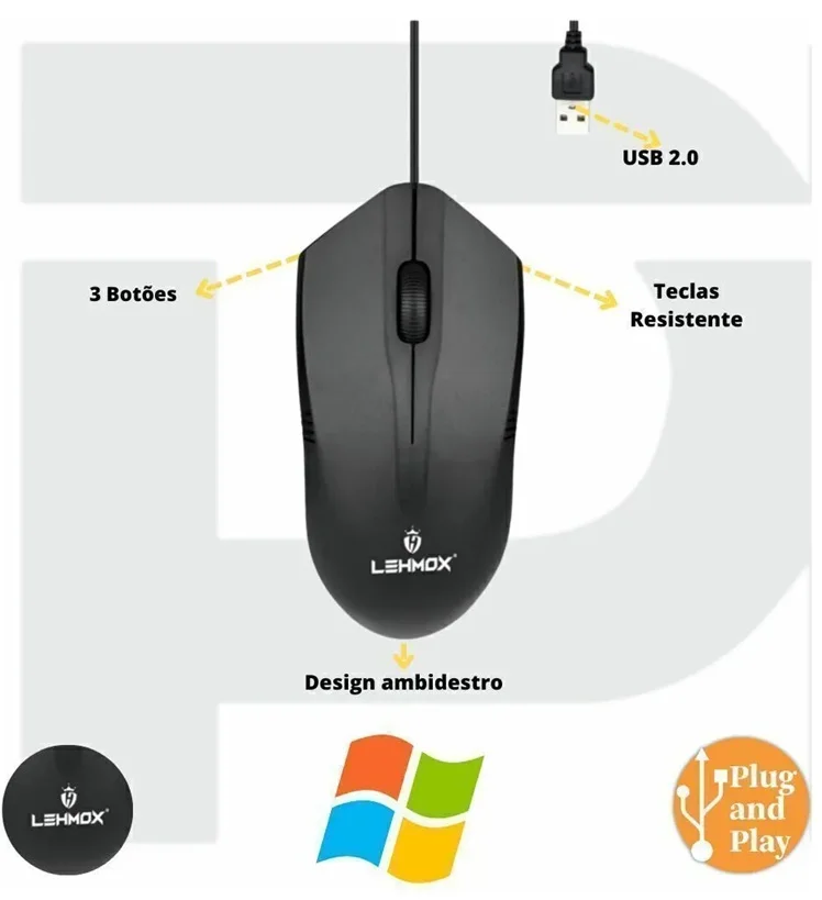 Imagem 2 de 5 do produto Mouse Optico C/ Fio - Ley-1513