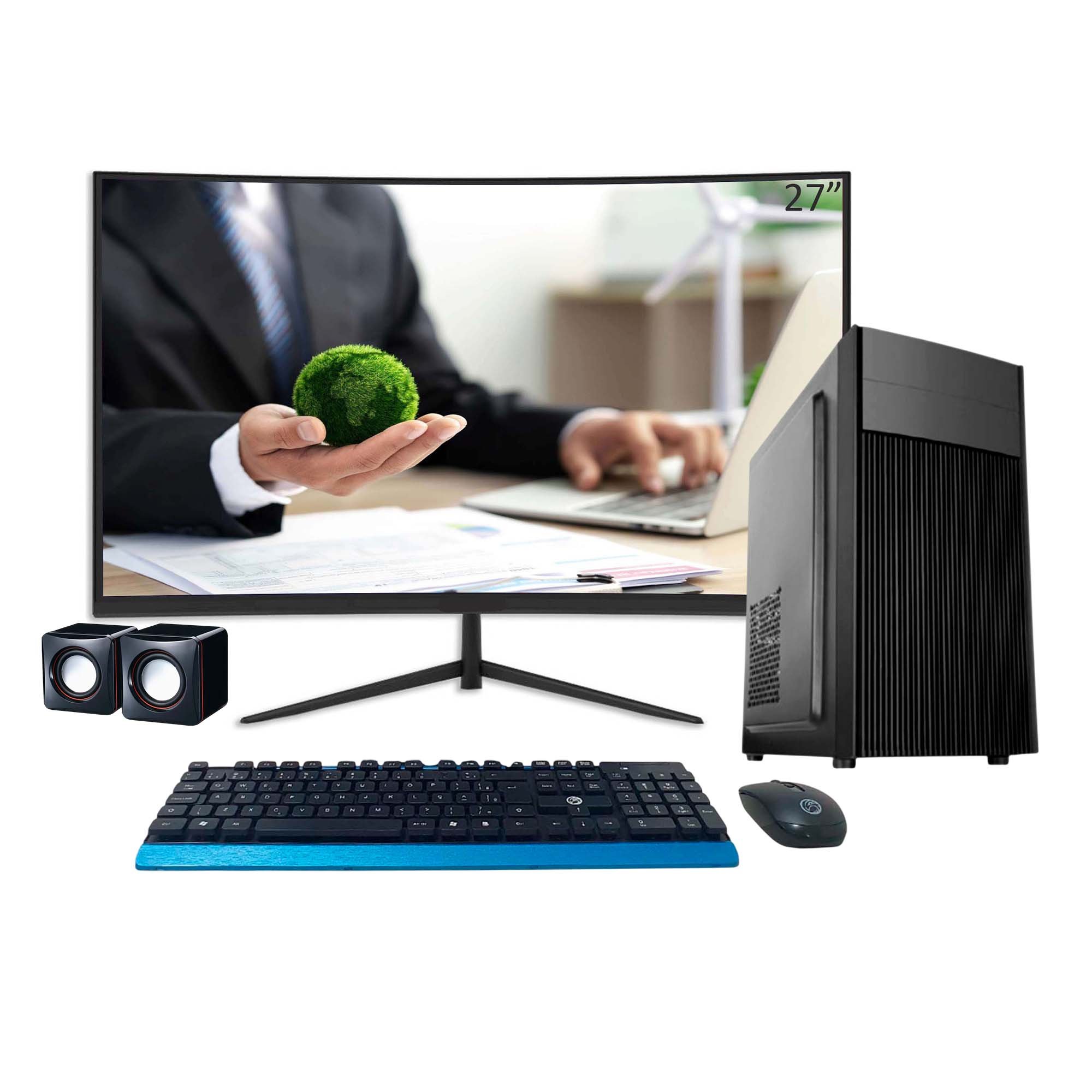 Computador PC Corporativo Intel Core i9 11ª Geração, 16gb Ram, Nvme 256gb, Gt 730 4gb, Monitor 27" Curvo 100hz - Preto