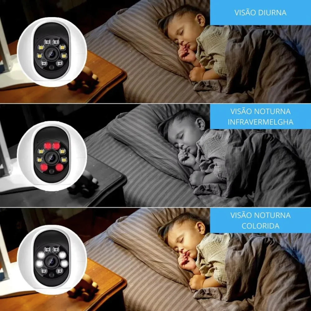 Imagem 2 de 5 do produto Câmera Segurança Babá Eletrônica Wi-fi 360° Full Hd 1080p