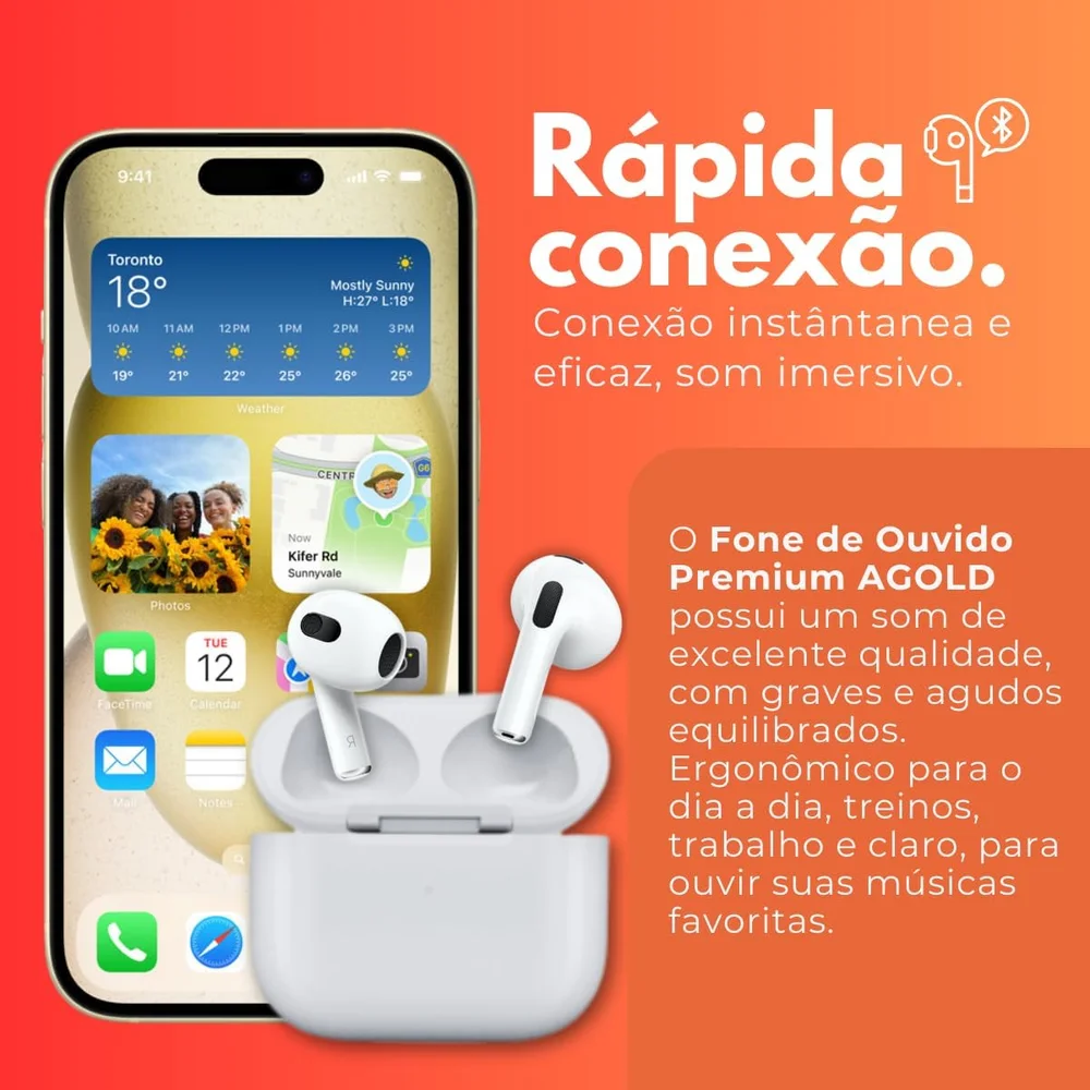 Imagem 4 de 5 do produto Fone De Ouvido Bluetooth 5.3 Premium Tws Compatível Iphone  Android