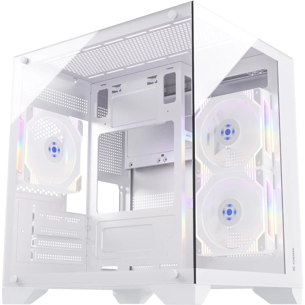 Gabinete Gamer Fortrek Clarity Branco – Design Aquário Com Lateral De Vidro Temperado