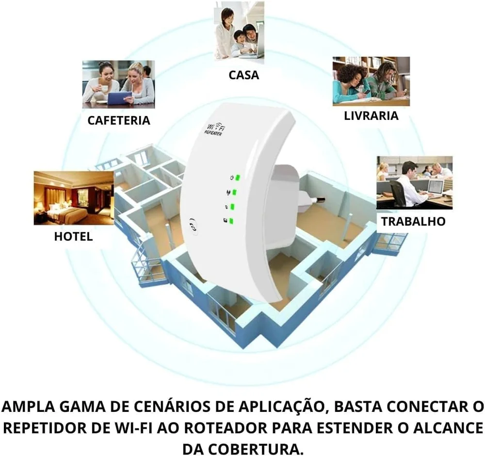 Imagem 2 de 5 do produto Repetidor Sinal Wi-fi Internet Wireless Expansor Amplificador Rede Antena Roteador Homologado Anatel