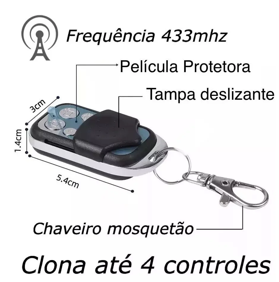 Controle Remoto Portão Clone Copiador Sinal Portão Automatico Eletrônico Alarme Duplicador 433 Mhz