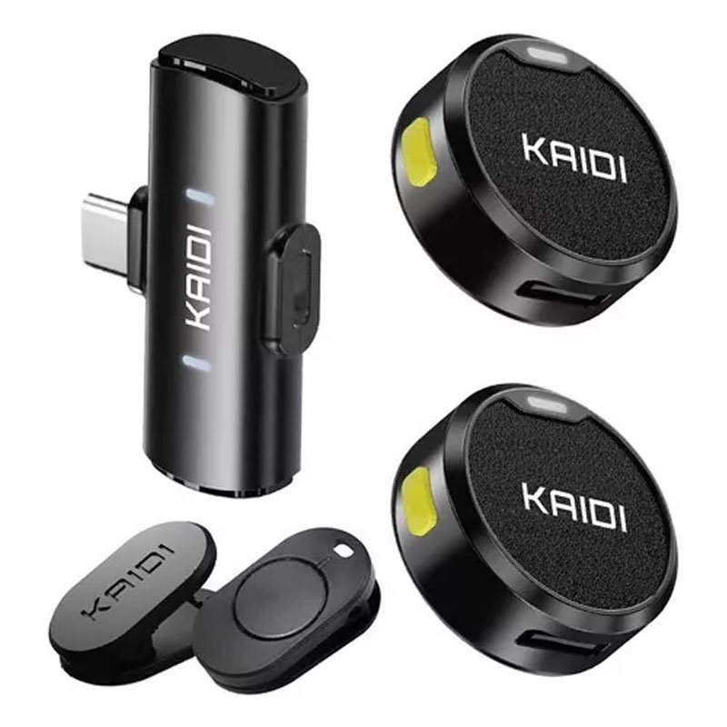 Microfone Lapela Sem Fio Tipo C Duplo Redondo Micro Wireless