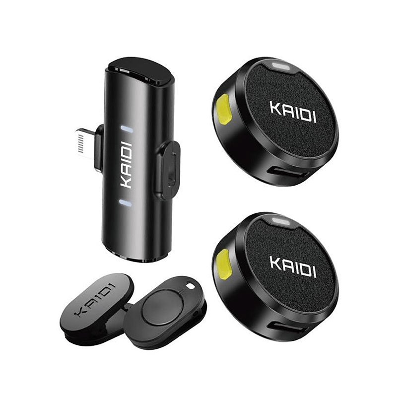Microfone Lapela Sem Fio Lightning Duplo Redondo Micro Wireless Para Gravações