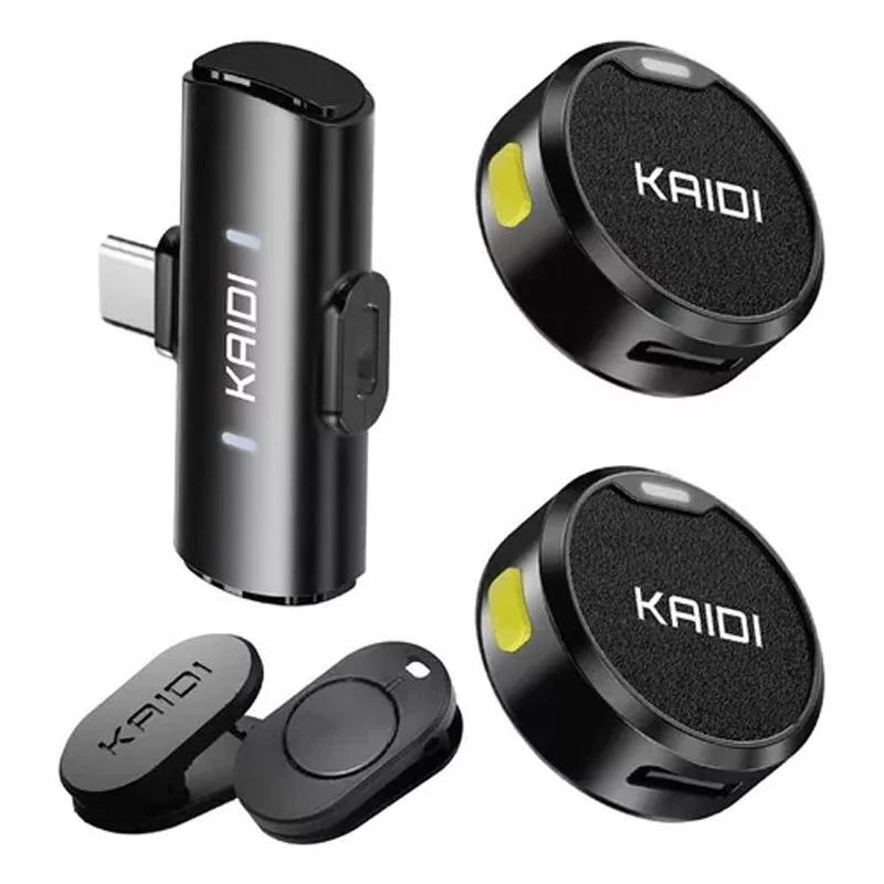 Microfone De Lapela Sem Fio Profissional Duplo Tipo C Premium Redondo Micro Wireless