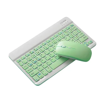 Teclado Sem Fio Bluetooth Recarregável Com Mouse - Verde Claro.