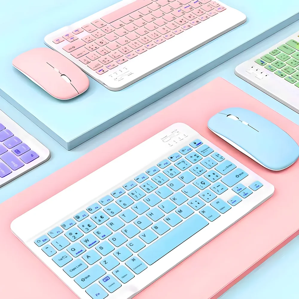 Imagem 5 de 5 do produto Teclado Sem Fio Bluetooth Recarregável Com Mouse - Verde Claro.