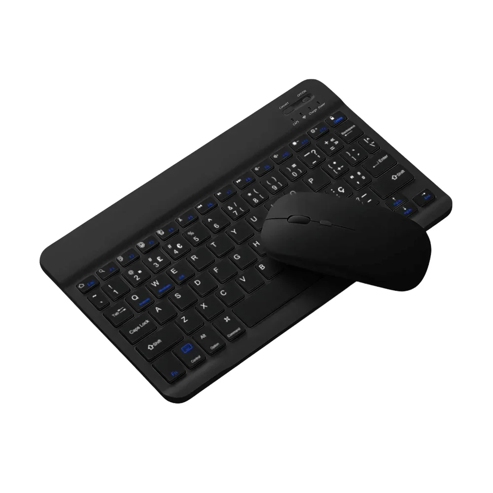 Teclado Sem Fio Bluetooth Recarregável Com Mouse - Preto