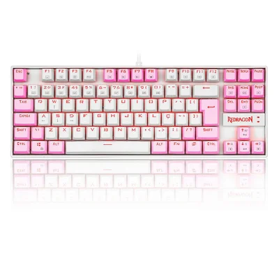 Teclado Mecânico Gamer Redragon Single Color Kumara, Switch Blue, Abnt2, Branco E Rosa - Branco - Unissex - Único