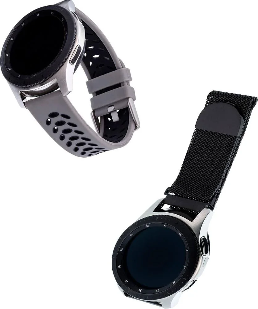 Comit - Kit De Banda Esportiva Universal De Silicone E Malha P/ Smartwatch Com 2 Pacotes P/ Samsung Galaxy 22mm - Tecido Preto/cinza/preto-54286bbr