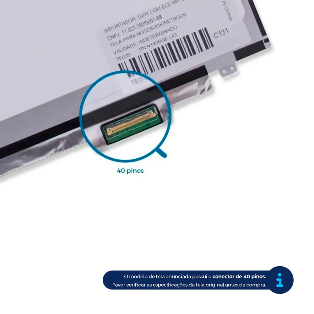 Tela Para Notebook Positivo Stilo Xr2998 14" Hd 40 Pinos Brilhante Tela Para Notebook Positivo Stilo Xr2998 14" Hd 40 Pinos Brilhante