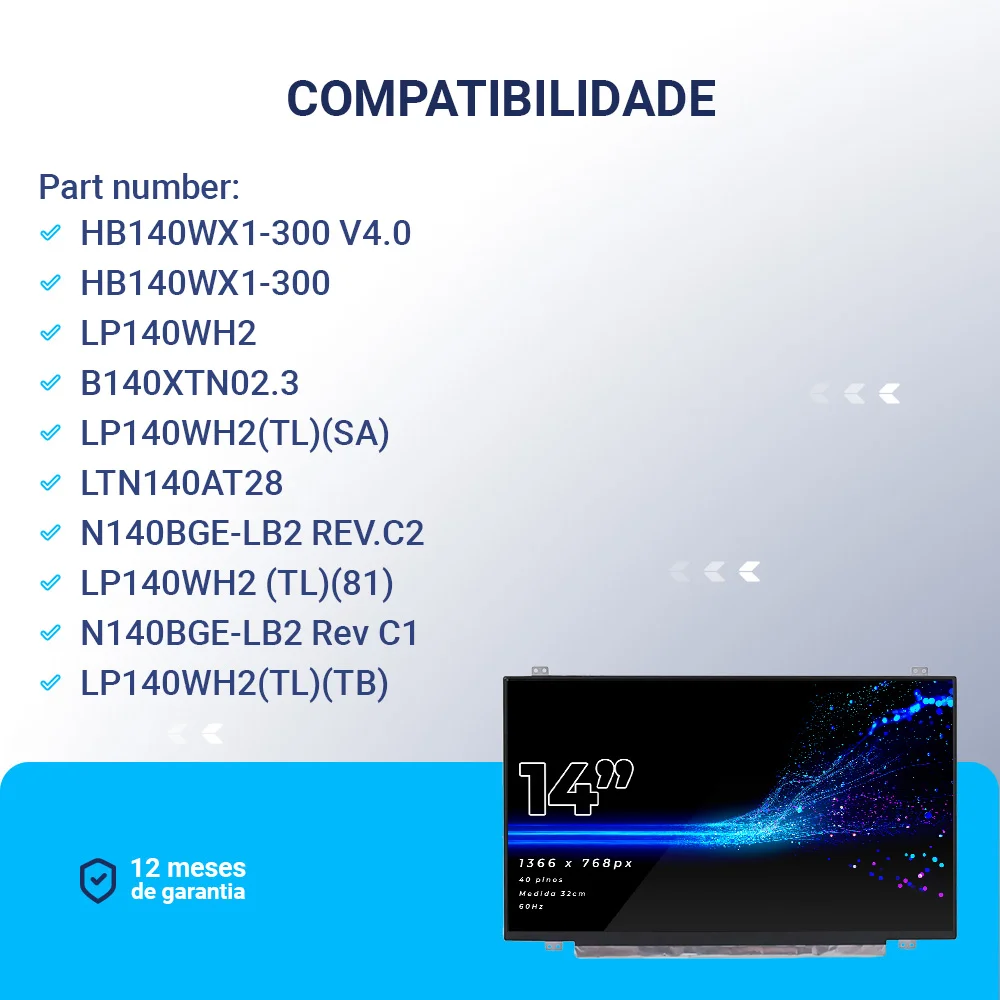 Tela Para Notebook Positivo Stilo Xr2998 14" Hd 40 Pinos Brilhante Tela Para Notebook Positivo Stilo Xr2998 14" Hd 40 Pinos Brilhante