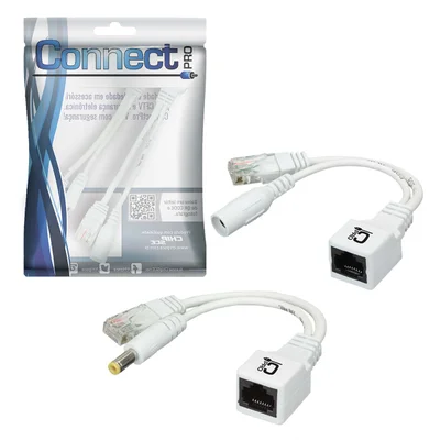 Kit 5 Adaptador Injetor Poe Macho Femêa 10/100 Para Cftv
