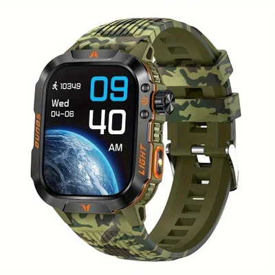 Smartwatch Tático Qtljjby 5.0, Lanterna LED À Prova D'água Verde