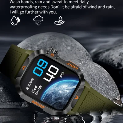 Smartwatch Tático Qtljjby 5.0, Lanterna LED À Prova D'água Verde — foto 2