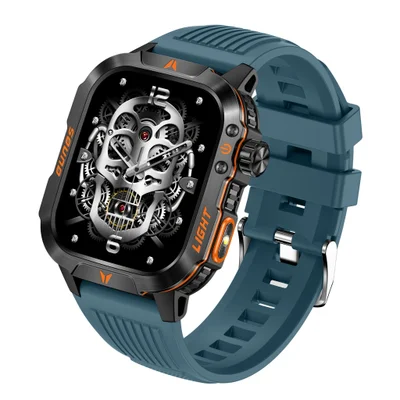 Smartwatch Tático Qtljjby 5.0, Lanterna LED À Prova D'água Azul