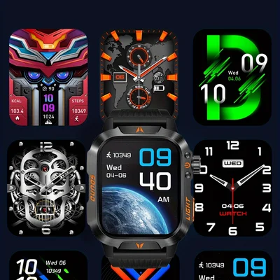 Smartwatch Tático Qtljjby 5.0, Lanterna LED À Prova D'água Marrom — foto 3